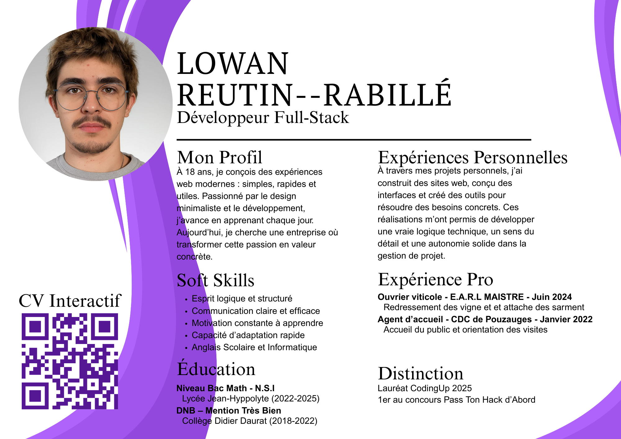 CV papier de Lowan Reutin-Rabillé